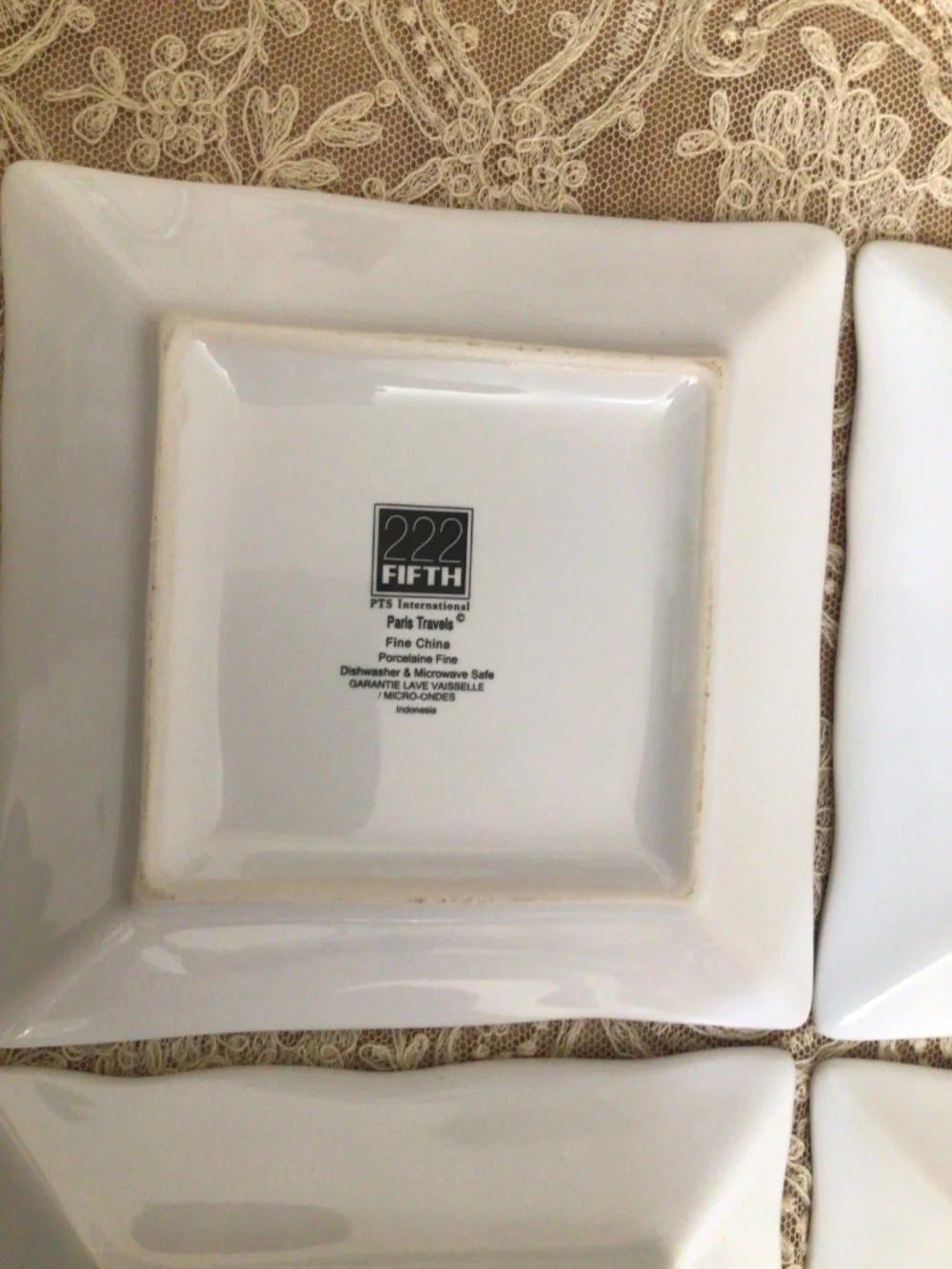 Paris Travels by 222 FIFTH (PTS) Square Appetizer Plates Set of 4